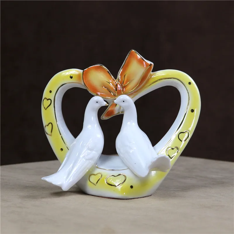 Srca v Obliki Keramike Nekaj Ptic, Malih Dekorativne keramike in Porcelana Golob Ljubitelje Figur Darilo Umetnosti in Obrti, Ornament Dodatki