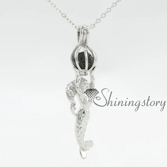 Morska deklica eterično olje difuzor ogrlica srebrno locket ogrlica z locket srca v obliki srebro lockets