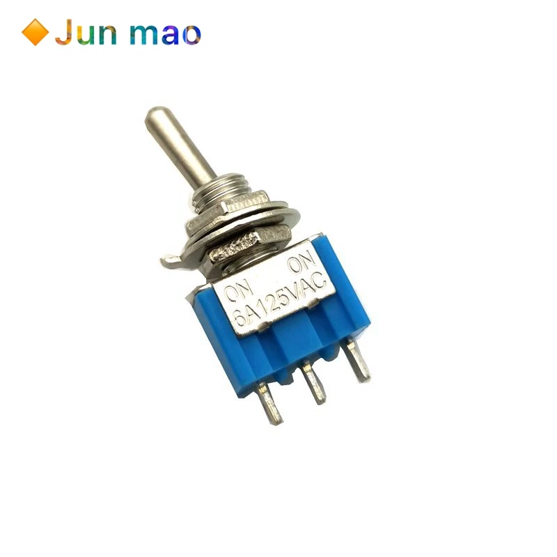 10pc/VELIKO Modro Mini MTS-102 3-Pin SPDT NA-NA 6A 125VAC Miniaturni Preklop Stikala Tresenje Glave Rocker Switch