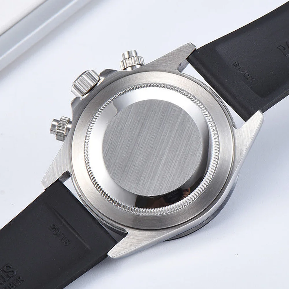 39 mm PARNIS Črna številčnica sapphire kristalno Keramične plošče trdna polno Kronograf razkošno quartz mens watch ura