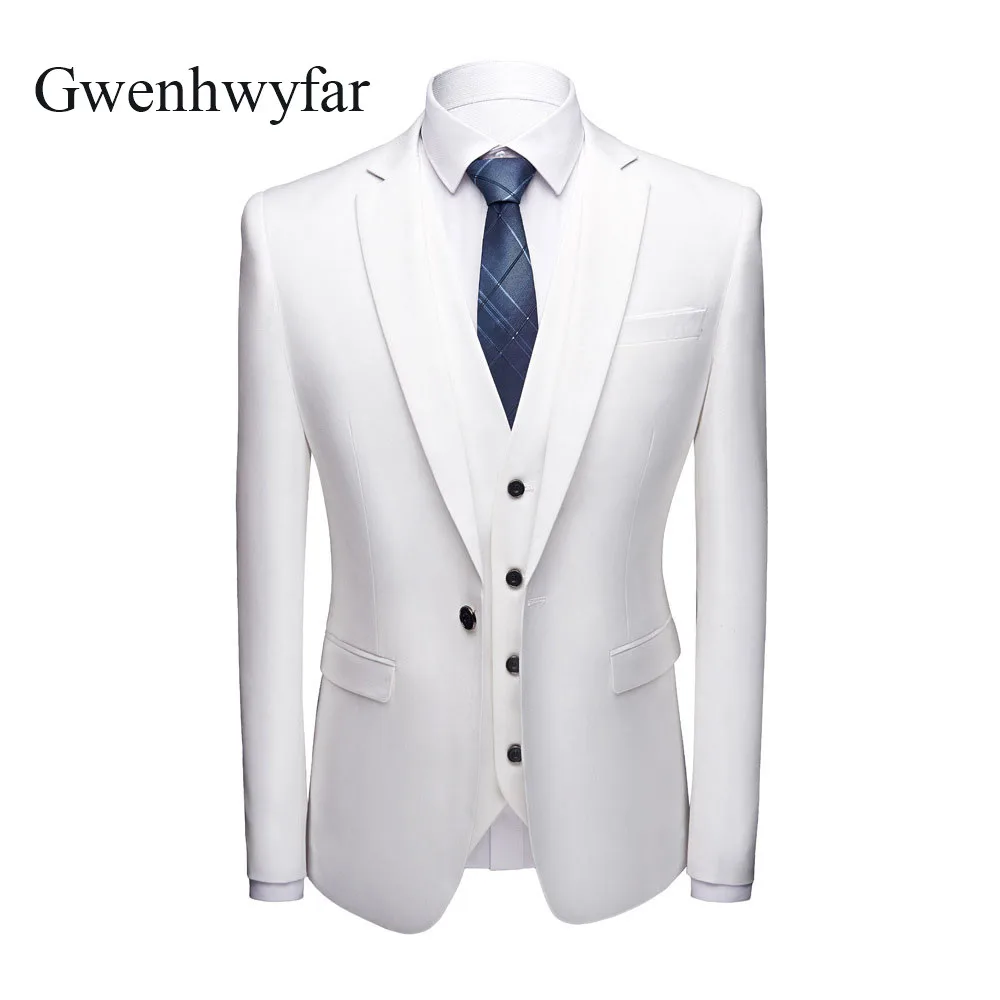 Gwenhwyfar Classic Black Moške Obleke Slim Fit Jopičem Blagovna Znamka Modnih Bridegroon Poslovno Obleko Poročno Obleko Jopič(Suknjič+Hlače+Telovnik)