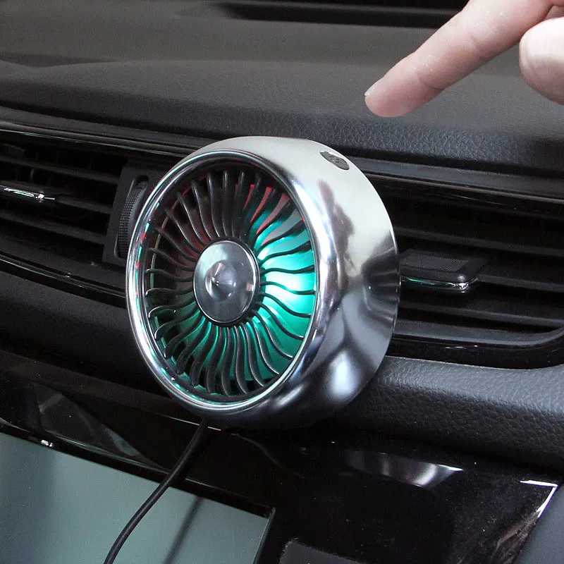 Vehemo 5W Avto izstopu Zraka Ventilator LED Luči Vsesmerni Rotacije za Tri Hitrosti Vetra Uredbe Priročno