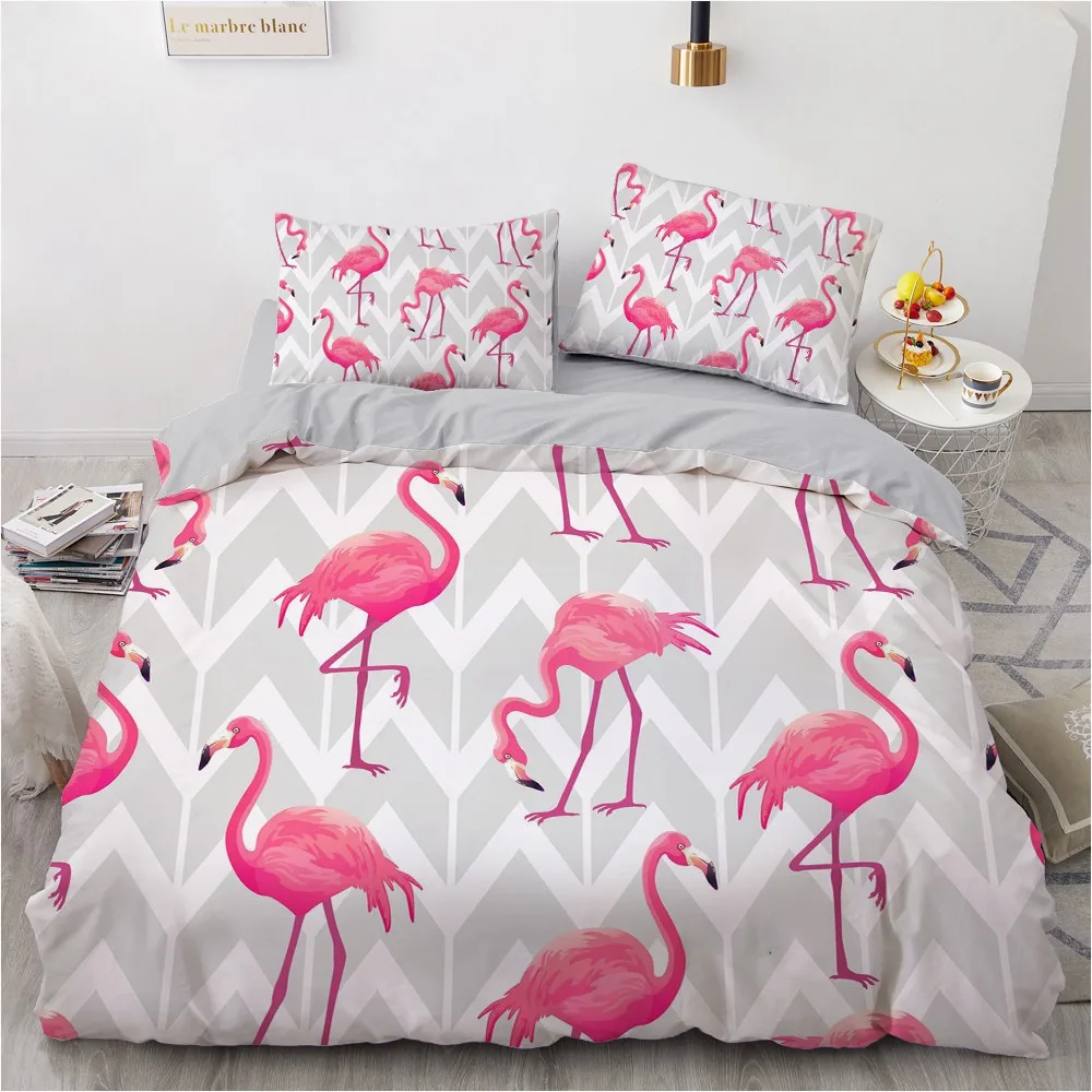 Flamingo Comforther Primerih 3D Oblikovanje po Meri Sodobnega Odeja Zajema Sklope Blazino Zdrsi 200*230 cm Polno Dvojna Dvojna Velikost Sive Bedclothes