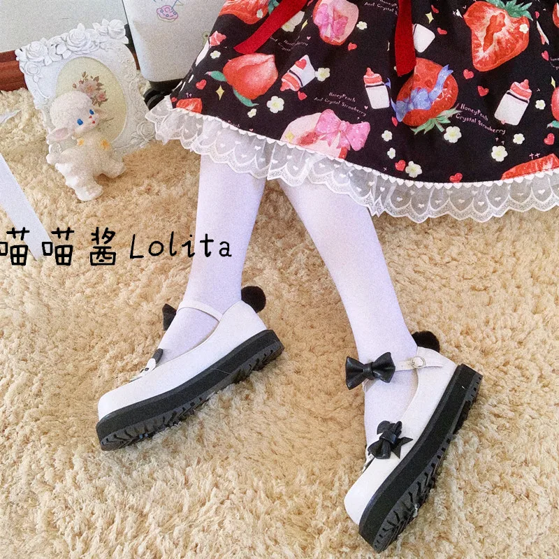 Kawaii dekle sweet lolita čevlji čipke bowknot princesa kawaii čevlji krog glave, debele pete ženske srčkan čevlje loli cosplay cos