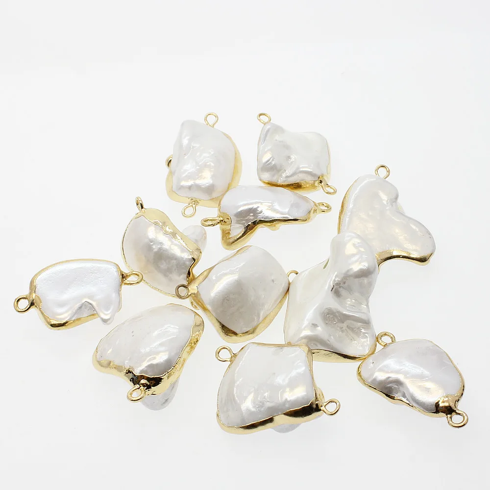 Naravnih sladkovodnih biserov priključek Nepravilne oblike srebrne barve DIY nakit za ogrlico ali uhan obesek