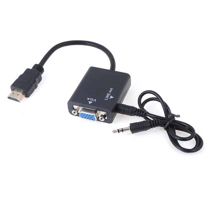 HDMI Na VGA Adapter Kabel HDMI VGA Pretvornik Kabel Podpira 1080P Z Avdio Kabel Za HDTV, XBOX, PS3, Prenosni računalnik, TV Okno