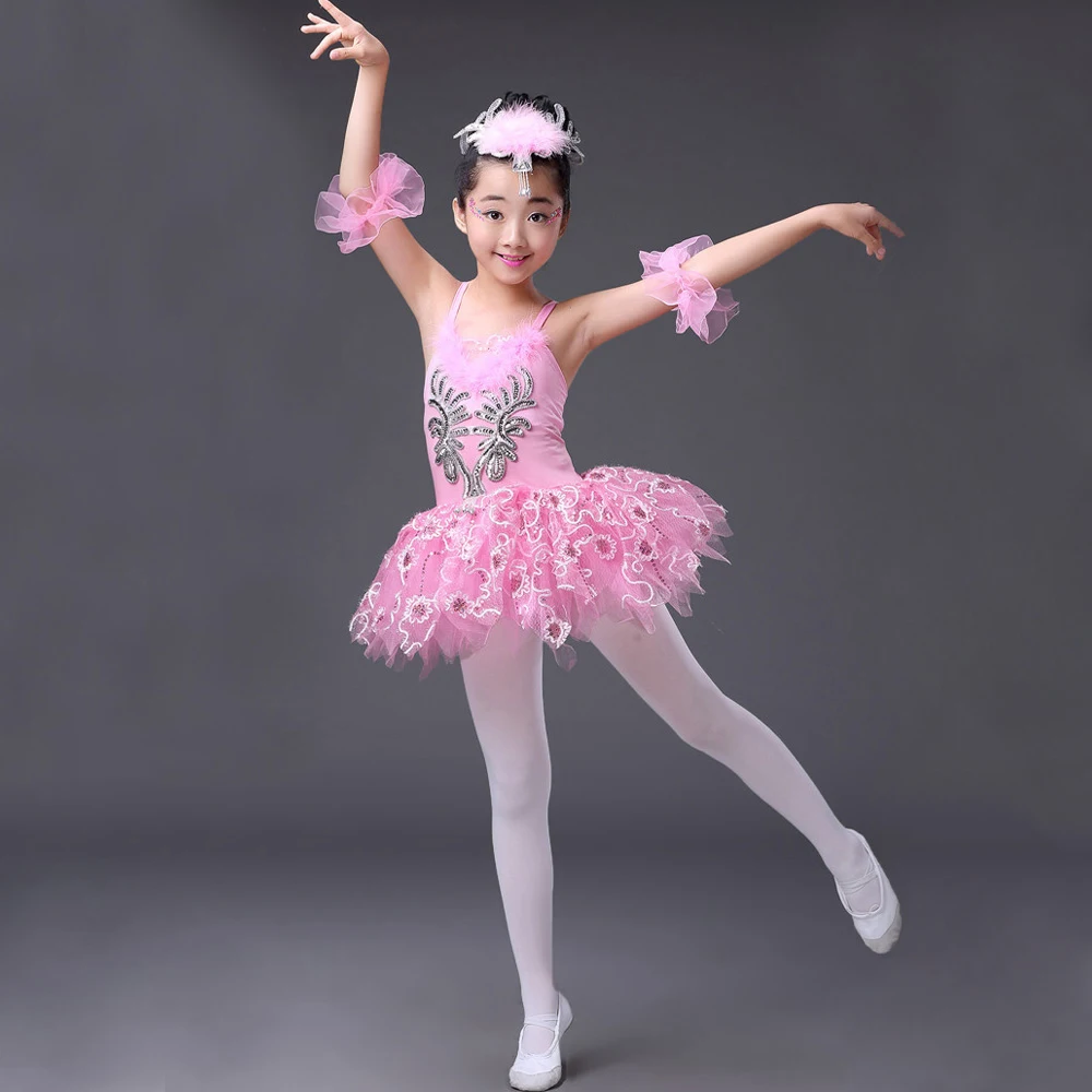 Balet Tutu Ples Obleke Dekle Otrok Čipke Leotard Swan Lake Baletni Kostumi Strokovno Balet Tutus Dancewear Bleščica Obleko