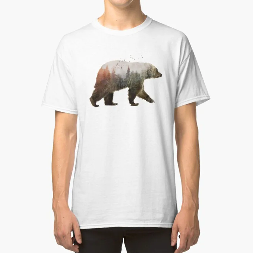Medved T - Shirt Gozd Nadrealistično Gorski Les, Gozd, Živali Duble Narave In Krajine