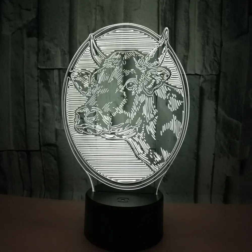 Novo Goveda 3d Lučka Pisane na Dotik In Daljinsko upravljanje 3d svetlobe Darilo Ustvarjalno Prilagoditev 3D Mala Namizna Svetilka