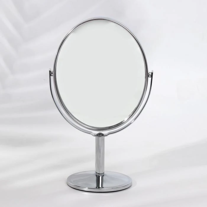 Ogledala peš, dvostranski, s povečavo, ogledalo površino 9 x 10.5 cm, srebrne barve Doma dekor