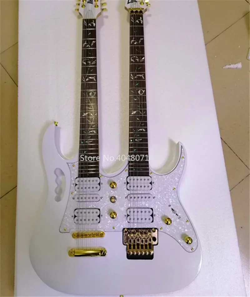 Tovarniška trgovina Meri bele barve dvojna vratovi električna kitara 6+6 strune Brezplačna dostava