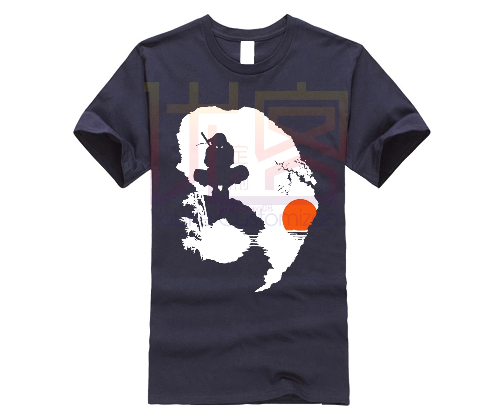 Yin Yang Samurai t-majice Mens Japonska Ninja Razmislek Majica s kratkimi rokavi Za Odrasle Kul Design, Modna Oblačila Vrhovi Tees Bombaž