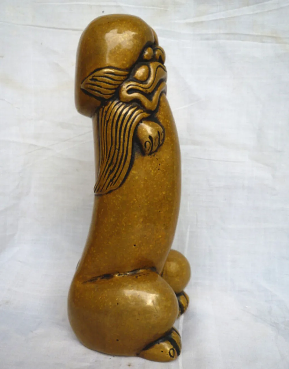 Palamide chino antiguo bronce tallado pene Dios recoger estatua figura ornamento envío gratis.