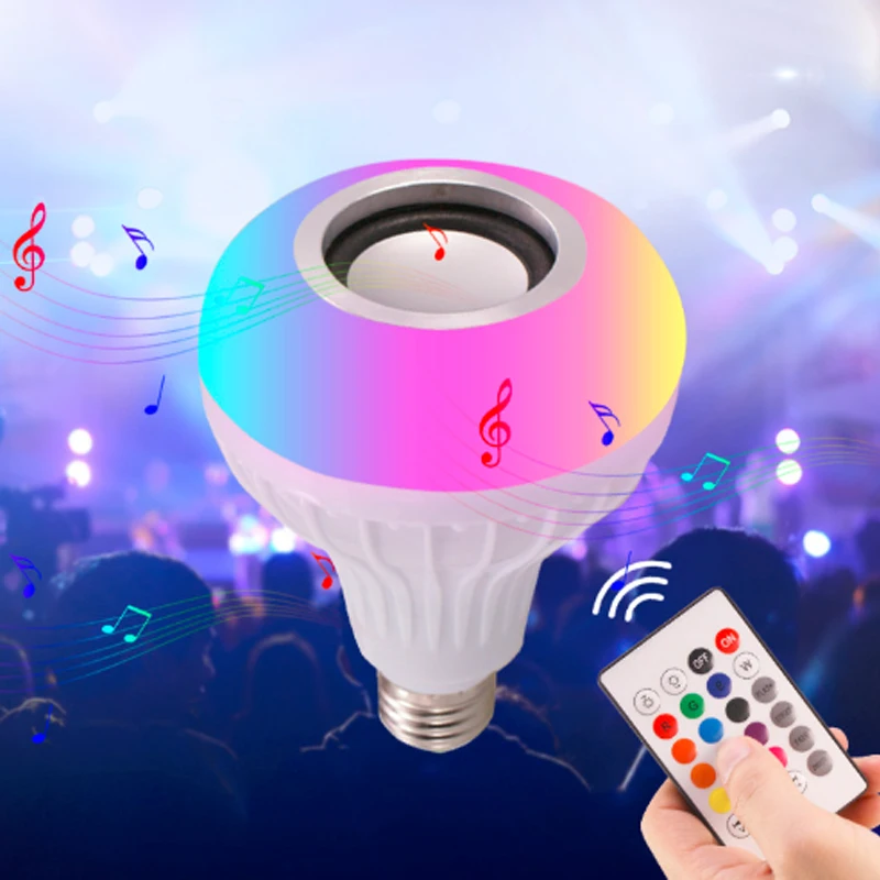 E27 Smart Bluetooth glasbe luči led žarnice RGB bluetooth audio (zvok bluetooth zvočnika Predvajanje Glasbe svetlobe brezžični s 24 tipko daljinskega upravljalnika