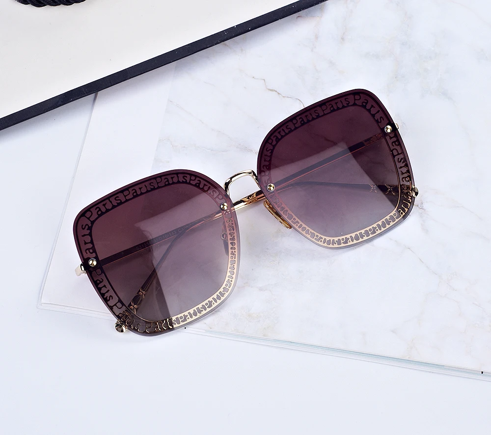 HBK Kvadratnih Rimless sončna Očala Ženske 2020 Parizu Luksuzni sončna očala Človek blagovna Znamka Modnih Pismo Votlih Vintage INS Očala