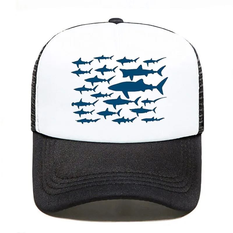 Ocean Shark Cvetlični Morska Riba Mladi Očesa Skp Po Meri Logo Klobuk Black Vrnitev Žoge Na Debelo Beli Moški, Ženske Preprosto Priložnostne Debelo