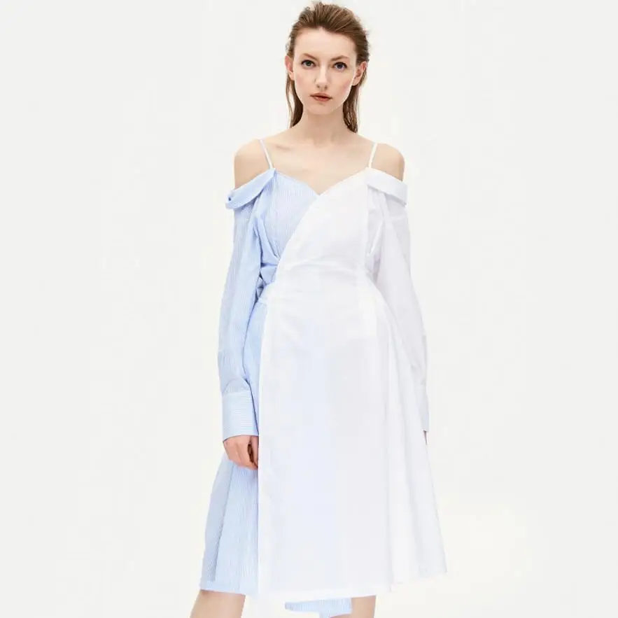 Bogeda Novo 2019 Ženske Obleke Dolgi Rokav Pomlad Poletje Bombaž Obleko Off Ramenski Elegantne Dame Naguban Dolge Bele Obleke
