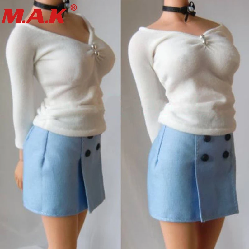 1:6 obseg ženski dekle strokovno obleko enota krpo belo srajco&modro kratko krilo za 12
