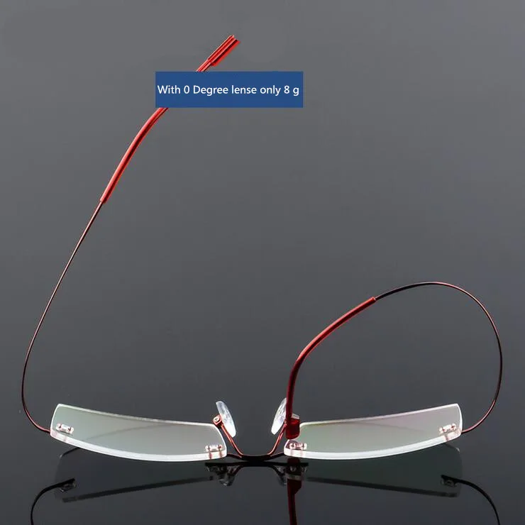Kvadratni Pomnilnik Titanove Zlitine Žično Očal Okvir Očala Moški ženske Rimless Okvir Kratkovidnost Recept Očala Oculos de grau