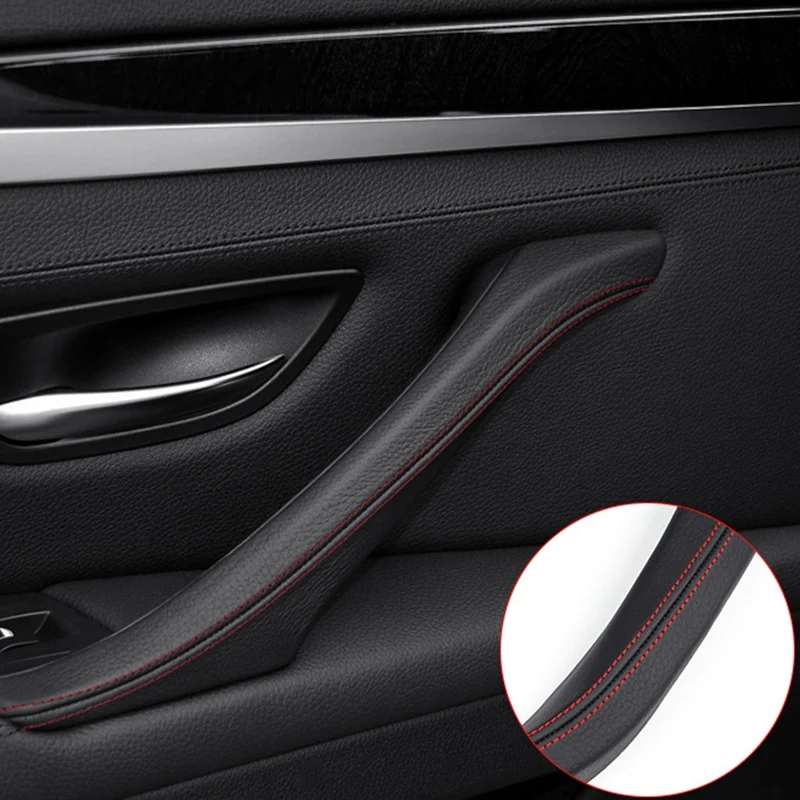 Pravega Usnja LHD Za-BMW 5Series Bež Avto Notranja Vrata Ročico Potegnite Notranjo Ploščo Trim Kritje Roko