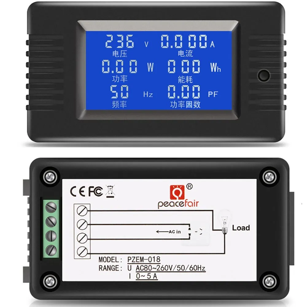Digitalni Merilnik PZEM-018 AC 80-260V 5A Multimeter Digitalni Merilnik LCD-Zaslon Moč Energije Napetost Trenutno Frekvenco kot Tester