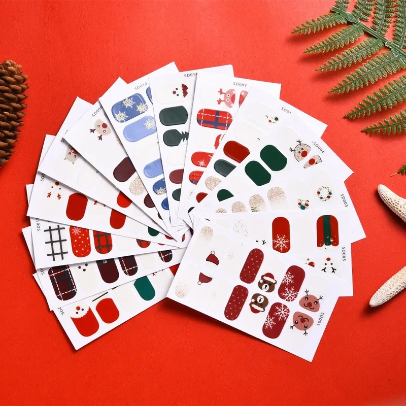 INS je zadnji priljubljena Božična 3d nalepke za nohte so polne Božične nalepke za nohte bleščice vroče žigosanje nalepke za nohte Božič