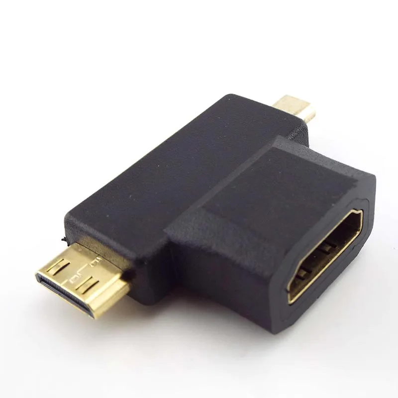 2 v 1-Priključek Mikro HDMI je združljiv Moški + Mini Moški 1.4 Standard Ženski Podaljšek Kabel Adapter Pretvornik HDTV 1080P