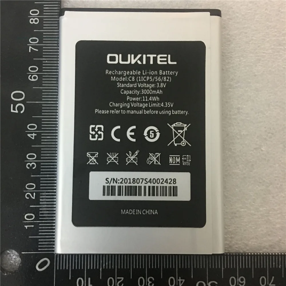 Prvotne oukitel C8 Baterija Nove 5.5 palčni oukitel C8 Mobilnega Telefona Baterijo 3000mAh s Številko za Sledenje