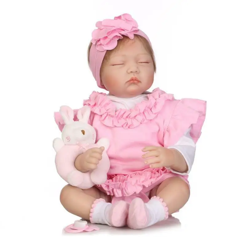 Rodi Novorojenček Lutka Baby Veren Lutka Silikonski Pink Girl Ročno Spalna 22