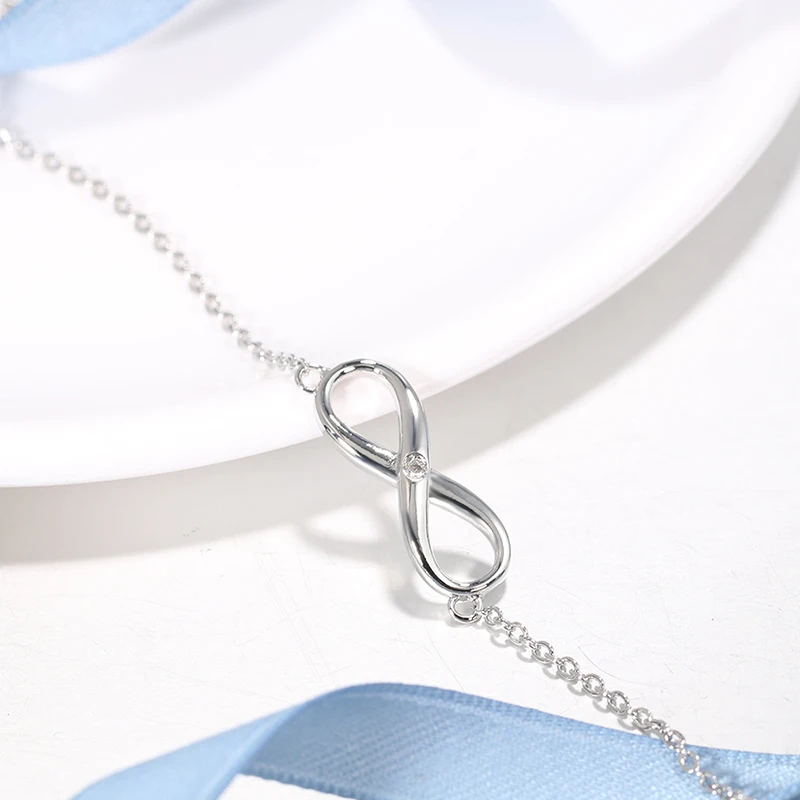 Jinzeyi vroče prodaje 2019 novo preprost infinity ženske clavicle verige moda 8 besedo kristalno ogrlica srečna številka cirkon nakit spot