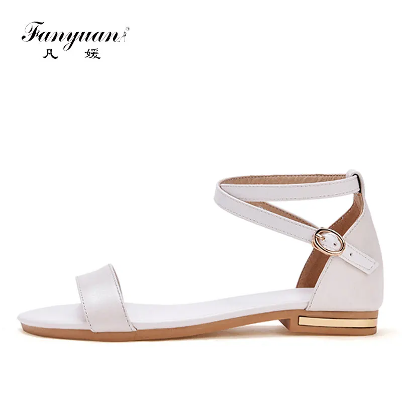 Fanyuan ew Ženske sandale jedrnato ravno sandali ženske poletje stanovanj čevlji s sponko pasu sandalias mujer velikost 33-42
