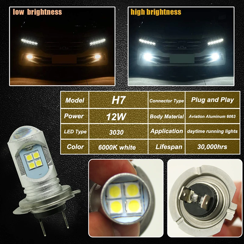 H7 LED Smerniki Žarnice 12W 2400LM LED Canbus Auto Svetlobe H7 Luči za Meglo Globusi Žarnica 6000K Žaromet Svetlobni Kit Za Infiniti Univerzalni