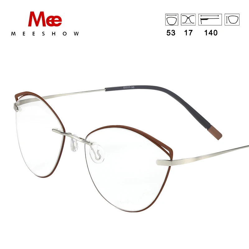 Titanove zlitine cat eye glasses okvir moški ženske rimless očala blagovne Znamke optičnih očal TR90 recept očala 8512