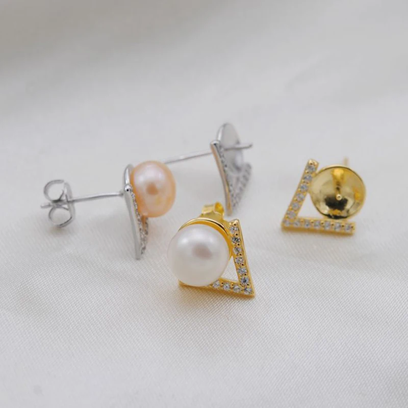 [MeiBaPJ]AAA Cirkon pristno sladke pearl Trikotnik uhani 925 sterling srebro stud uhani za ženske spodbujanje postavka