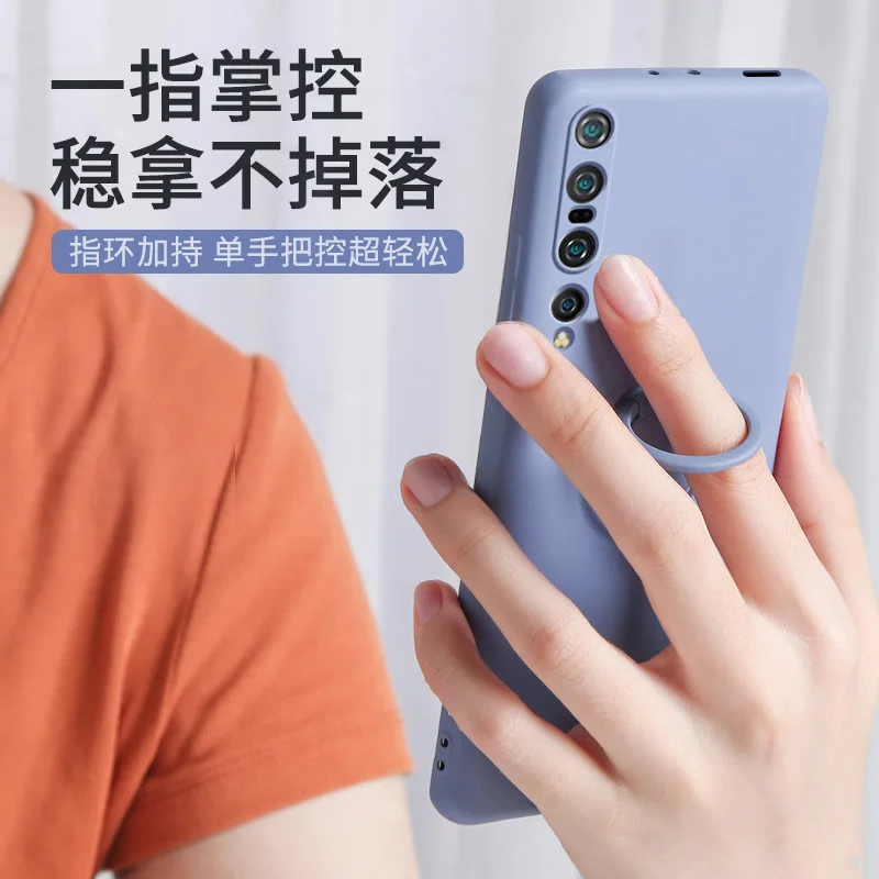 Tekoče Silikona Primeru Telefon za Xiaomi Redmi K30 Pro Mi 10 Pro Full Objektiv Zaščitnik Magnetni Prst Prstan Stojalo Držalo Nazaj Pokrov