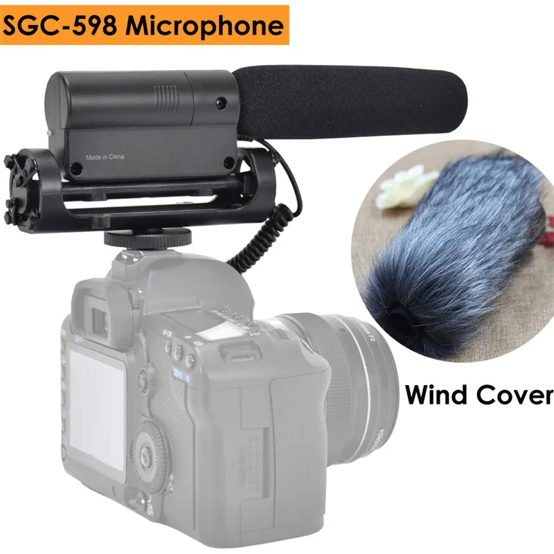 SGC-598 Fotografija Intervju Poklicne Studio Mikrofon Microfone, Veter Kritje Ščit Krznen vetrobranskega stekla za Canon DSLR Nikon
