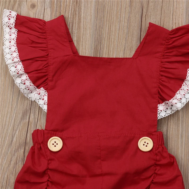 Božič Malčke Baby Dekleta Čipke Bodysuit Jumpsuit Glavo Obleke Set