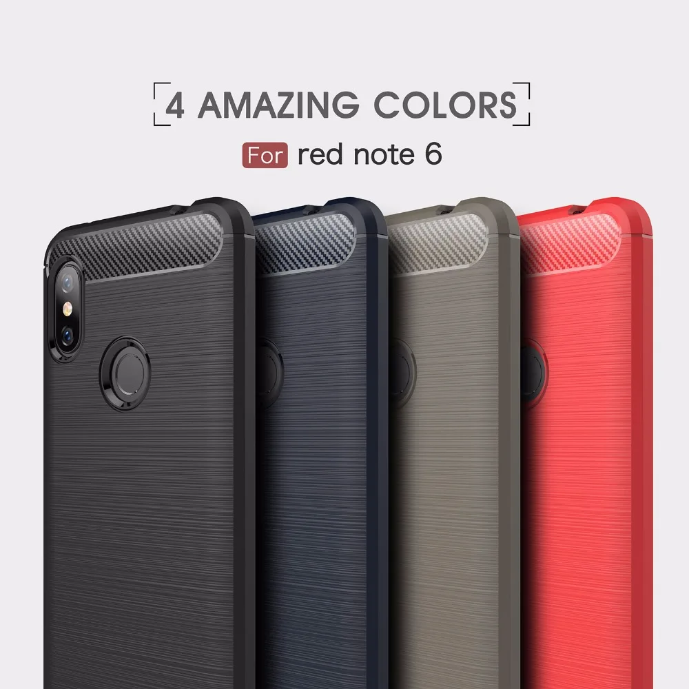 Za Xiaomi Redmi Opomba 6 Pro Primeru Mehke Silikonske Brušena iz Ogljikovih Vlaken Xiomi Redmi Note6 6A 6Pro Krepak Oklep TPU Telefon Primeru Zajema