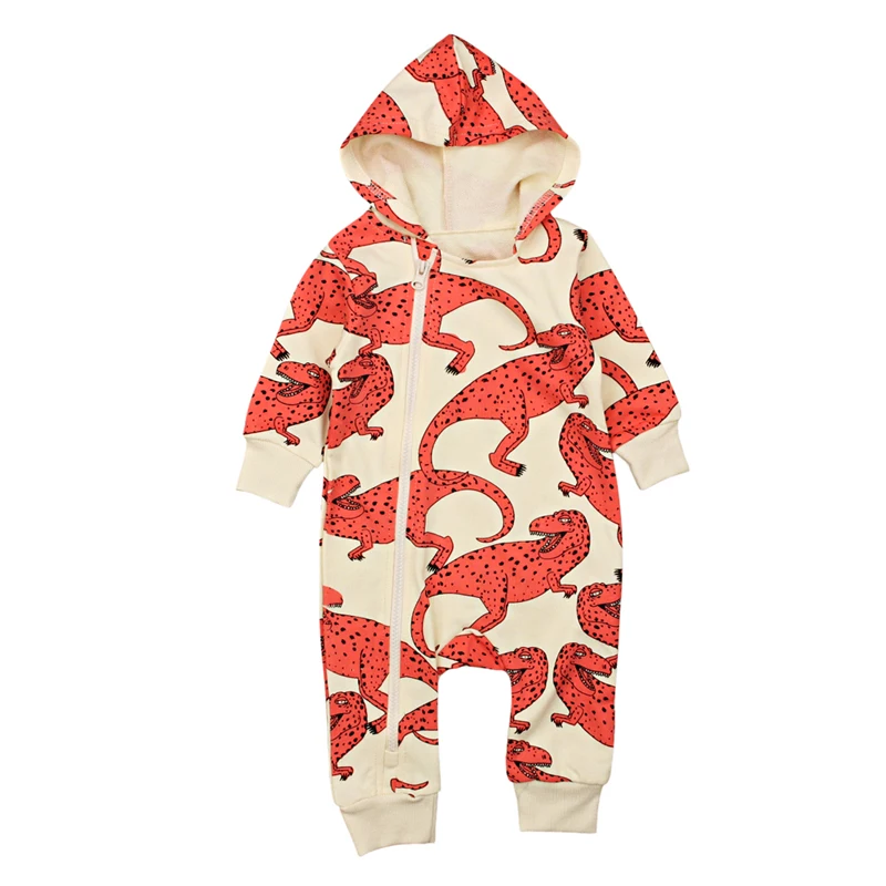 Baby Boy Dekleta 3D Dinozaver Kostum polna Rdeča Rumena igralne obleke Toplo Pomlad Jesen Bombaž Romper Playsuit Oblačila
