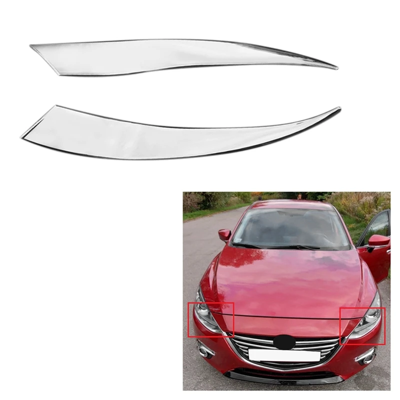 2Pcs ABS Chrome Sprednji strani Prekrita Smerniki Kritje Vodja Svetlobe Žarnice Veke Obrvi Trim za Mazda 3 Mazda3 BM-2016