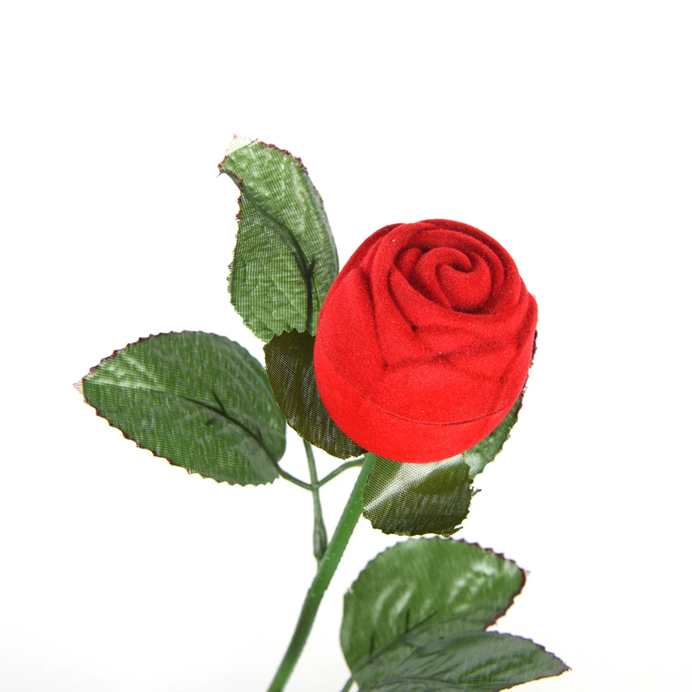 1pc Romantično Rose Obroč Polje Cvet Zgrinjati Imetnik Pakiranje Nakit Primeru Žamet Poroko Predlaga Angažiranje za Valentinovo Darilo Polje