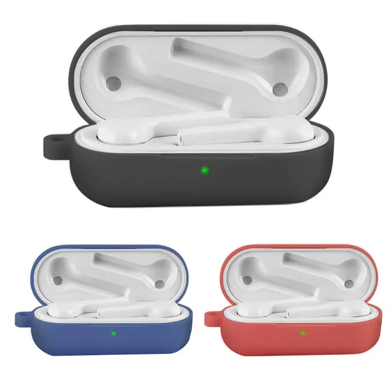 Silikonska Zaščitna torbica Polno Kritje Z Carabiner za Huawei FreeBuds Lite Slušalke Polnjenje Box