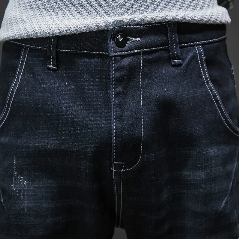 Jeans Retro Nostalgija Naravnost Denim Kavbojke Moški Plus Velikost 28-40 Elastična Priložnostne Moške Dolge Hlače Žametne Hlače Znamke Kolesar Jean