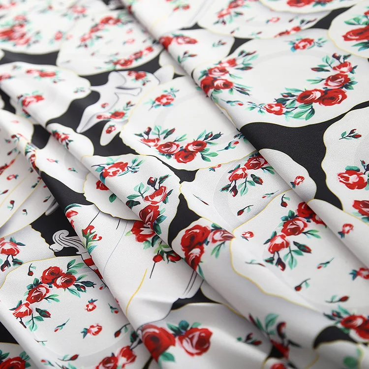 Vroče prodajo nove rdeče rose tiskanje tkanine, elastična tkanina 145 cm širok tkanine, tkanine fordress srajco, hlače tovarne neposredne prodaje