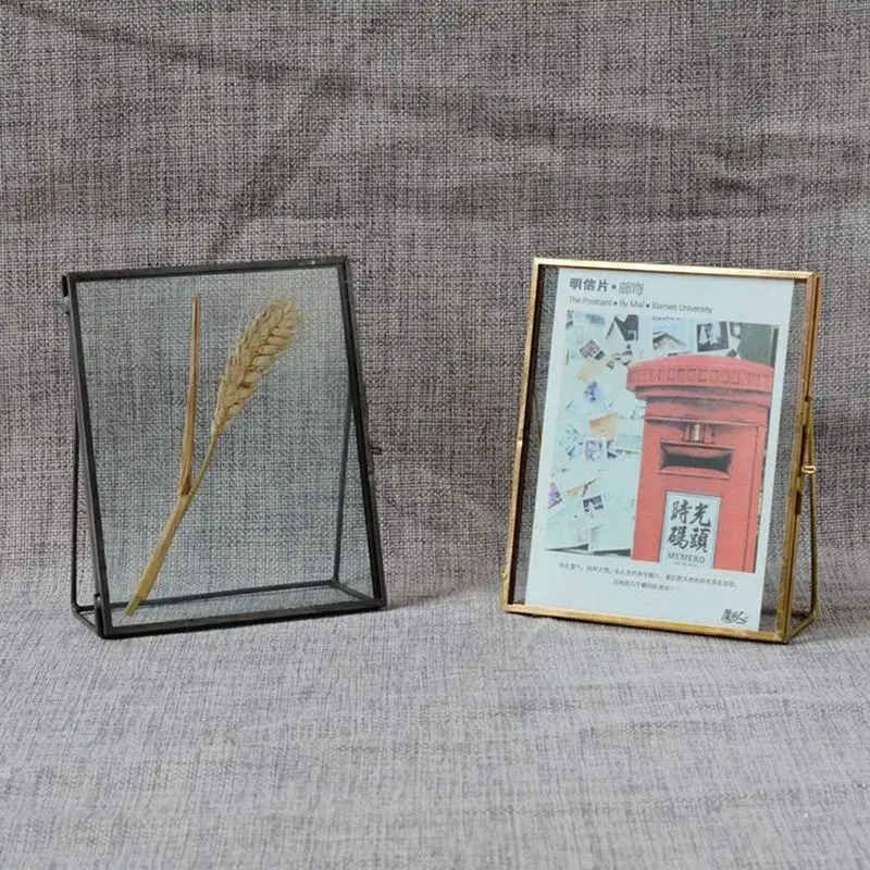 Preprost Starinsko Pravokotne Stoječih Prozorni Stekleni Foto Okvir za Dom Odlikovanje - Zlato