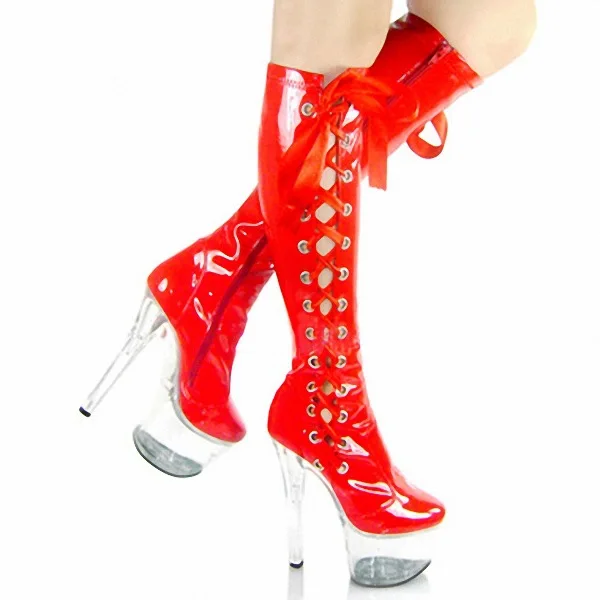 Modna strani čipke-up čevlji 15 cm super stiletto petah debele nepremočljiva pole dancing čevlji, model fazi kažejo visoke boot