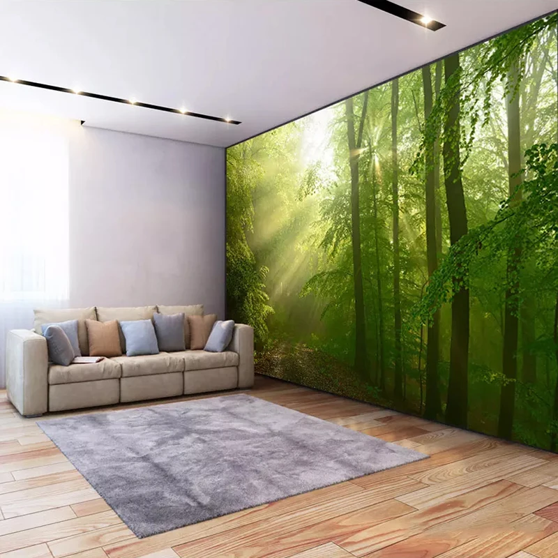 3D Ozadje Sodobne Zelenih Gozdov Sonca Landscape Fotografijo Stenske Freske Dnevna Soba, TV, Kavč v Ozadju Stene Dekor De Papel Parede