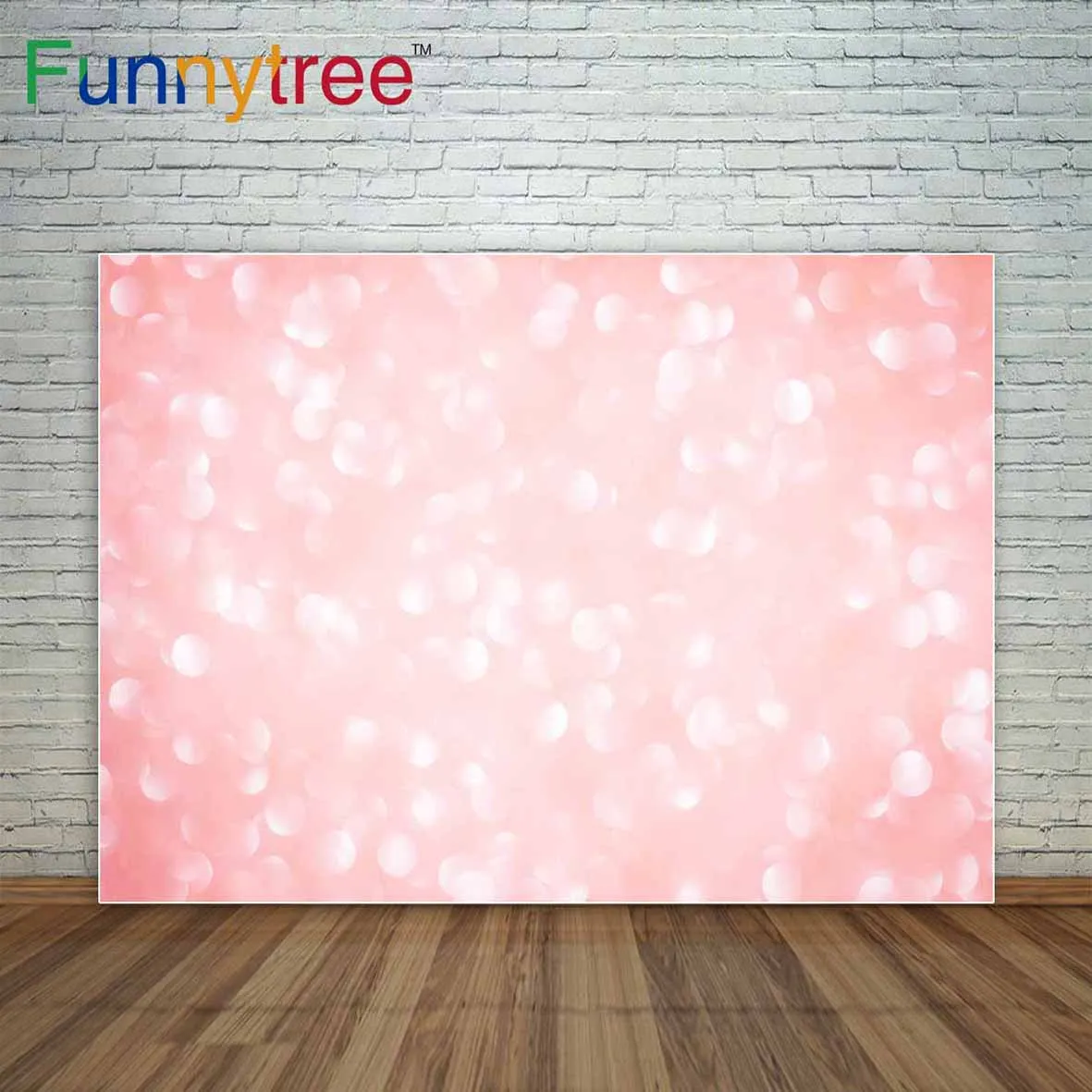 Funnytree pastelno Roza sijoče luči z bleščicami cvetnih listov pike ozadje za novorojenčka dekoracijo photocall za fotografijo