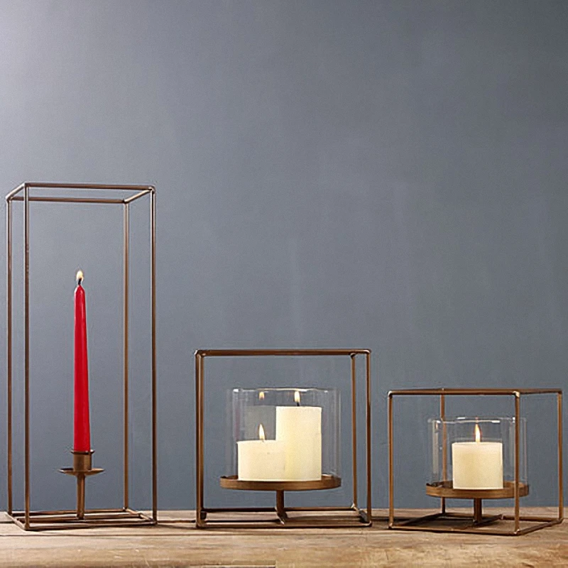 PINNY Evropska Moderna Preprostost Geometrijskih svečniki Kovinski Evropske Dekorativne Sveče Stojala za Poročno Darilo Namizni Dekor