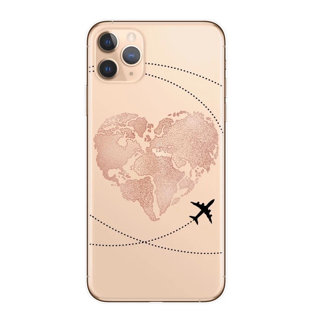 Vedno sledite svojemu srcu Kritje Za iphone 11 Pro Max Svetovni Zemljevid Potovanja Letalo Mehko Ohišje Za iphone 6 6s 7 8 Plus X XR XS MAX